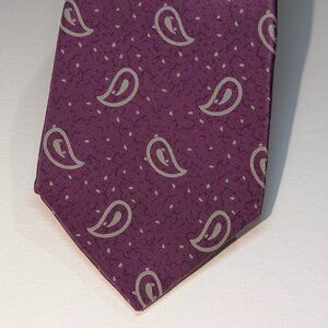 Vintage Yves Saint Laurent YSL Paisley Silk Tie Purple Cream 60s 70s Wide 3.5”